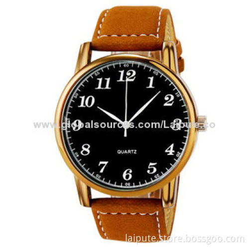 Men's Fashionable Analog Quartz Water-resistant Wristwatch with Faux Leather BandNew